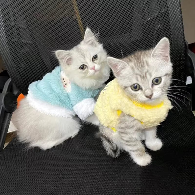 Newborn Cat Kitten Velvet Clothing Winter Warm Little Pet Sweater for Small Animals Bunny Pullovers Clothes Teacup Poodle XXXS